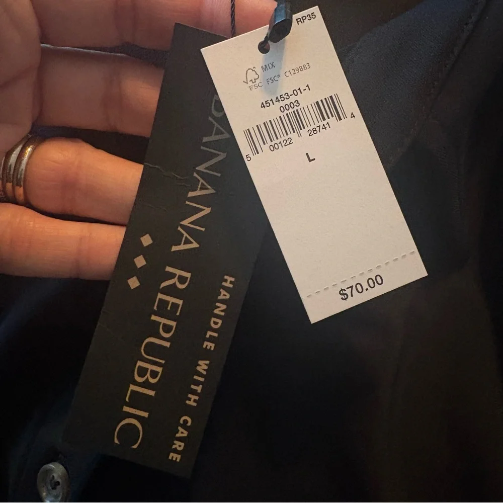NWT Banana Republic CAP-SLEEVE KNEE-LENGTH DRESS BLACK Size Large